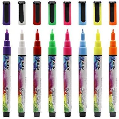 Liquid Chalk Markers, 8-Color Superfine 1 mm Tip Erasable Marker Pen, Suitable for Glass, Whiteboard, Blackboard Label