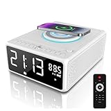 G Keni Elegant CD Player, Alarm Clock Radio with Wireless Charging Station, FM Radio (No AM), Bluetooth Boombox with Remote, MP3/USB Music Player, Snooze & Sleep Timer CD Players for Home, AC Powered