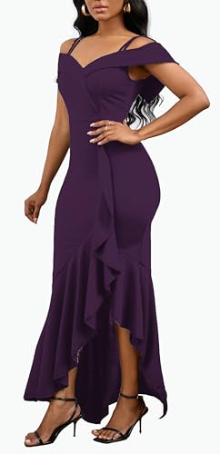 Image of FairyLove Women's One Shoulder Sleeveless Formal Ruched Bodycon Fashion Dress Belted Cocktail Dresses