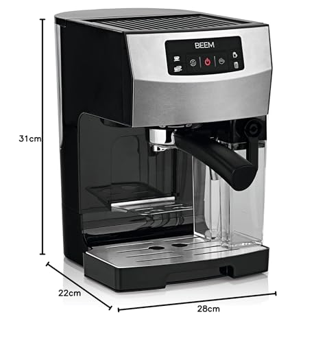 Foto von BEEM ESPRESSO-CLASSICO II Espresso-Siebträgermaschine - 15 bar | Edelstahl mit Milchtank, individuell einstellbarer Milchschaum | Thermoblock-System, Tassenwärmer, inkl. Tamper-Kombilöffel