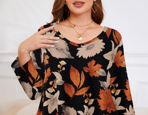 Image of LARACE Plus Size Tops for Women 3 /4 Sleeve Shirts V Neck Tunic Tops Blouses