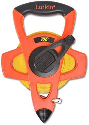 Crescent Lufkin 1/2" x 100' Hi-Viz Orange Engineer's Fiberglass Tape Measure - FE100D, Orange/Black
