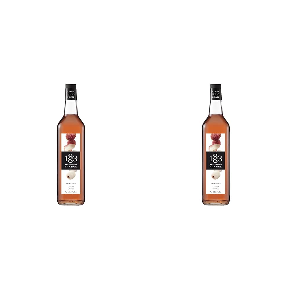 1883 Maison Routin Premium Lychee Syrup for Cocktails & Mocktails Glass 1L (Pack of 2)