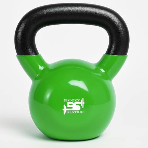 Bodystation Neoprene/Vinyl Coated Cast Iron Kettlebell Weight – 2kg to 20kg | Home Gym Strength Training Equipment for Men & Women | Non-Slip Handle – Ideal for CrossFit, Cardio, and Core Workouts