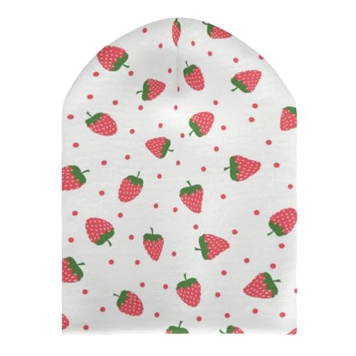 Kawaii Strawberry Print Kids Beanie Hat for for Girls Boys Children Cap Winter Knitted Chemo Cancer Headwear Accessories Gifts Decoration3