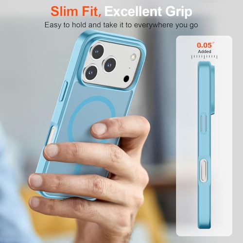 Image of SUPFINE Magnetic for iPhone 17 Pro Case (Compatible with MagSafe)(Military Grade Drop Protection) Translucent Matte Shockproof with Anti-Fingerprint Phone Cover 2025,Light Blue