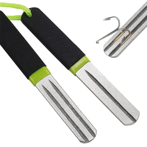 IRYNA Diamond Fishing Hook Sharpener - Double Side 180/400 Grits Diamond Fish Hook Grinding File (2Pcs)