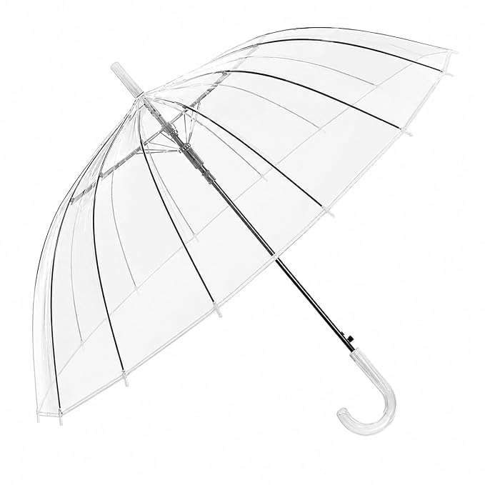 Transparent Bubble Umbrella for Women & Men | Clear Waterproof Dome Umbrella with Automatic Open, Windproof Strong Frame & Transparent J Handle | Rain Protection for Travel, Wedding & Daily Use-image-47