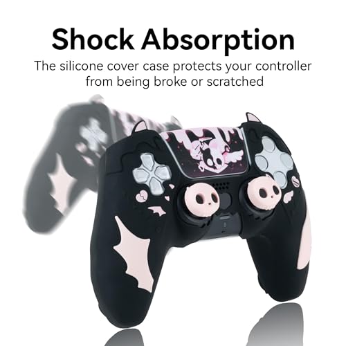 Image of GeekShare PS5 Controller Skin Set,Anti-Slip Silicone Protective Cover Skin Case for PS5 Wireless Controller with 2 Thumb Grip Caps and 1 Sticker - Sweetheart Skull