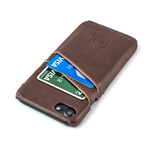 Dockem Wallet Case for iPhone 8 and iPhone 7 - Minimalist Vintage Synthetic Leather Card Case, Ultra Slim Professional Executive Snap On Cover with 2 Card Holder Slots [Brown]