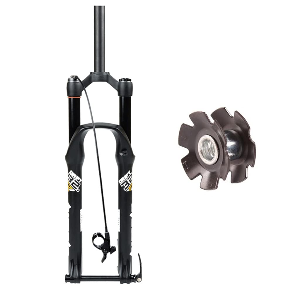 WIQUYBML Bicycle Front Fork, 1-1/2"1-1/8" RL Mountain Bike Magnesium Alloy Damping Fork Accessory For 2.4 Inch Wheel Hub 15X100MM (Color : STRAIGHT LINE, Size 27.5in)