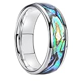 KnSam Alianza de boda para hombre, acero de tungsteno, 8 mm, con concha, anillos de boda para hombres, unisex, talla 49 (15,6)