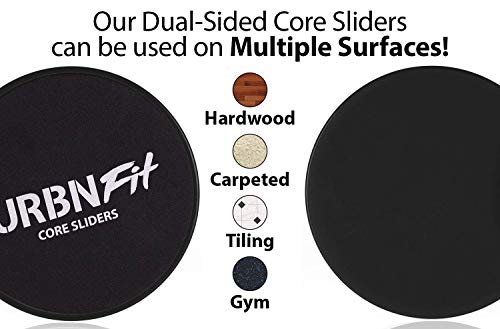 URBNFit Gliding Discs Core Sliders - Dual Sided Exercise Disc for Smooth Sliding On Carpet and Hardwood Floors - Gliders Workout Legs, Arms Back, Abs at Home or Gym or Travel - Fitness Equipment - Image 4
