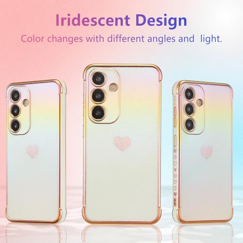 Coque Samsung S25 Plus antichoc protégeant l'objectif photo motif cœurs blanc