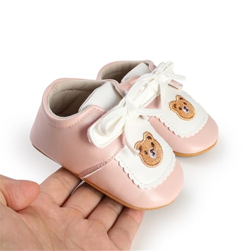 Image of HsdsBebe Baby Boys Girls Pu Leather Hard Bottom Walking Sneakers Toddler Rubber Sole First Walkers Infant Cartoon Slippers Crib Shoes