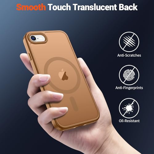 Image of SUPFINE Magnetic for iPhone SE Case 2022 (3rd) /2020 (2nd), iPhone 8 Case (Compatible with MagSafe) (Military Grade Drop Protection) Slim Translucent Matte Phone Case,Brown