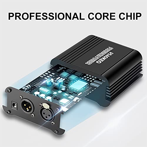 Aokeo 1-Channel 48V Phantom Power Supply With Adapter, Bonus+Xlr 3 Pin Microphone Cable For Any Condenser Microphone Music Recording Equipment #TOP2