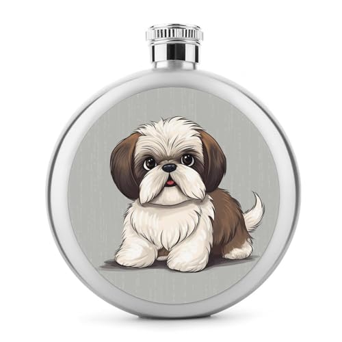 Shih Tzu Dog Print 5oz Stainless Steel Liquor Flask