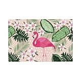 Fiokroo Flamingo Palm Leaves Flowers Placemats Set of 4 Table Mats Table Tableware Place Mats with Non-Slip Heat-Resistant Washable for Dining Home Kitchen Party Indoor