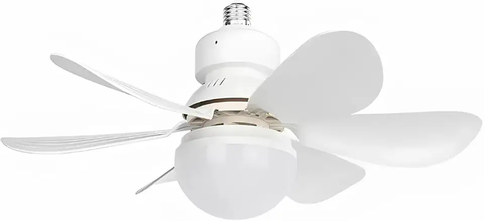 Ventilador de Teto com Lâmpada Encaixe E27 Led 30w Silencioso e Inteligente com Controle Remoto - YODHE