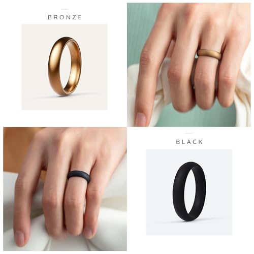 ThunderFit Women’s Silicone Engagement Rings, 5.5mm Wide, 2.1mm Thick, Wedding Rubber Bands, Variety Multipack 2/3/4/74