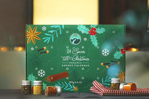 Alpi Nature Gewürz Adventskalender 2025, BIO Gewürze Geschenkset, 24 Gläser mit Bio Gewürze und Gewürzmischungen zum Kochen und Backen, Weihnachtskalender 2025