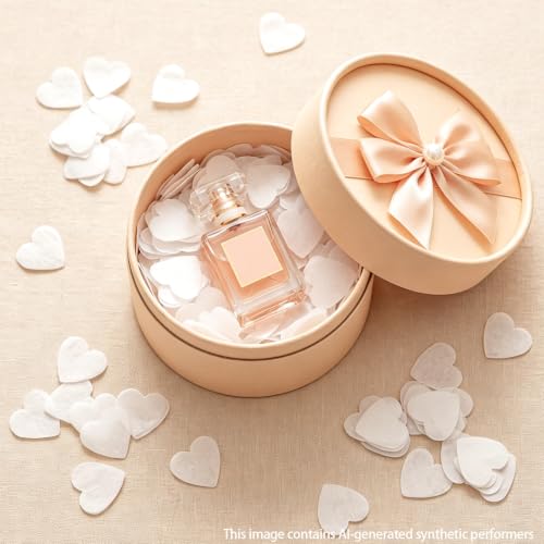 Image of BATTIFE 1.8 Oz White Heart Shaped Confetti, 6000Pcs Tissue Paper, Table Confetti for Wedding Celebrations Party, 50 Gram