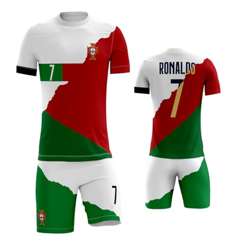 Boys' Soccer Jerseys Kids #7 Football Training Uniforms for Boys Girls Youth Soccer Shirts and Shorts Kit Set for 5-6 Years