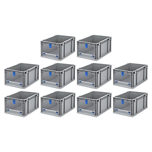 SparSet 10x Eurobox NextGen Insight Cover | HxBxT 22x30x40 | 20 Liter | Hoch/Blau | Eurobehälter, Transportbox, Transportbehälter, Stapelbehälter