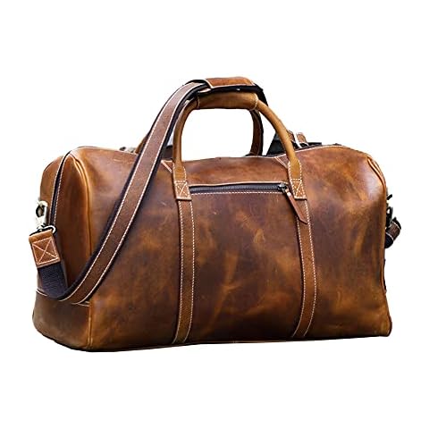 KomalC Leather Duffle Bags for Men and Women Travel Overnight Weekend sports bag holdall Gym Duffel for Men Cover