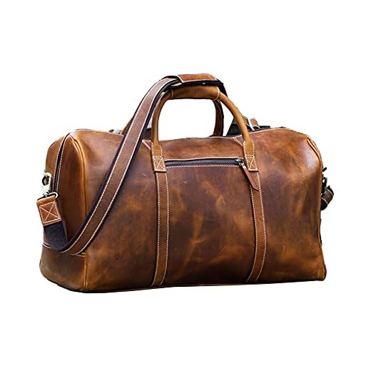KomalC Leather Duffel Bags for Men and Women Full Grain Leather Travel Overnight Weekend Leather Bags Sports Gym Duffel for Men (20 Inch)