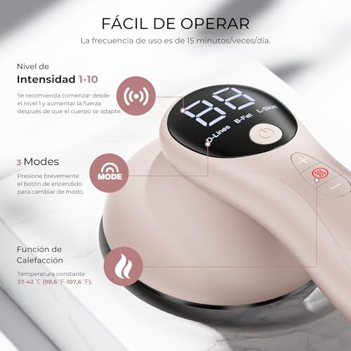 Masajeador Anticelulítico, Celulitis Masajeador Electrico para Masaje de Cintura, Abdomen, Glúteos, Brazos, Piernas y Espalda (Oro Rosa) - imagen 3