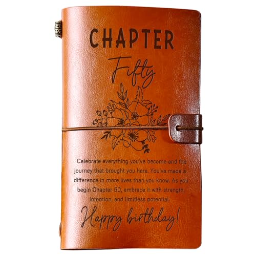PRSTENLY 50th Birthday Gifts for Hers, 140 Page Refillable Leather Journal 50th Birthday Gifts for Women, 50 Year Old Birthday Gift for Mom Daughter Wife Sisters Friends Aunt Sister In Law