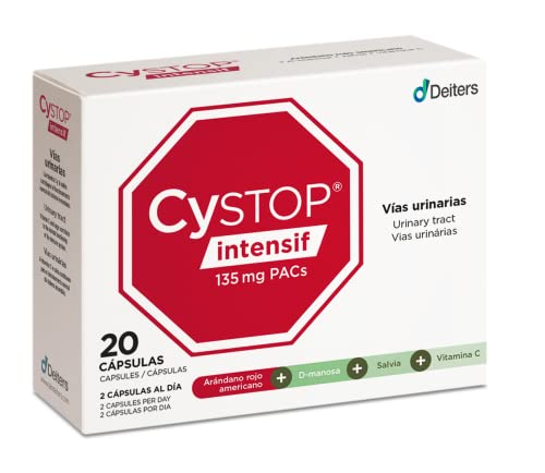 Deiters - Cystop Intensif, Tratamiento Primeros Síntomas De Cistitis, Pastillas Arándanos Rojos, Para Cistitis Recurrentes, Con D-Manosa, Vitamina C, Contra Infecciones Urinarias, 20 Cápsulas