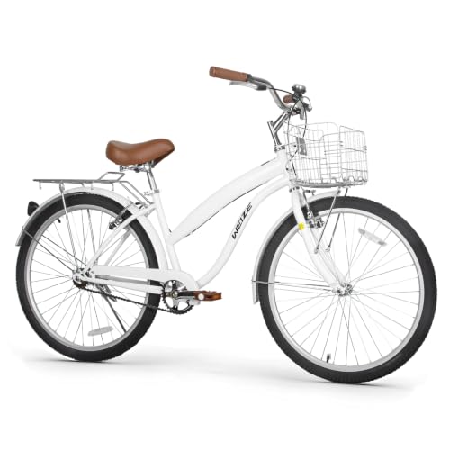 WEIZE Beach Cruiser Bike, 24 inch Commuter Bicycle for Adult Men and Women,High-Carbon Steel/Front &...