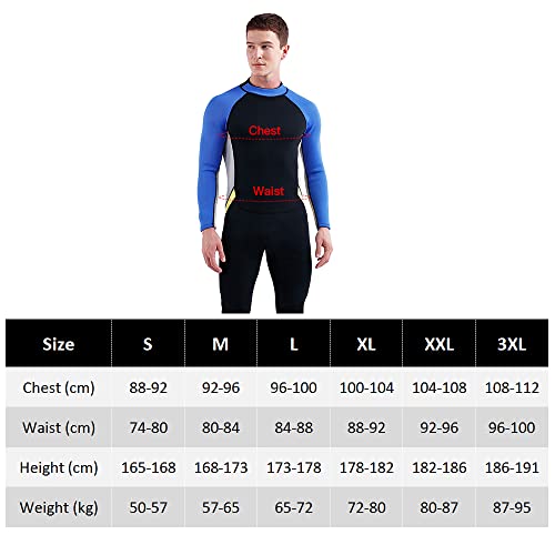 mewmewcat Fato de mergulho de neoprene de 3 mm para homem com zíper nas costas Fato de mergulho de c