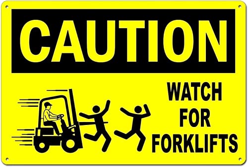 Vintage Funny Novelty Metal Tin Sign Forklift Attention Watch Retro Wall Decor Garden Man Cave Cafes Office Store Pubs Club Metal Aluminum Sign Gift 12 X 8 Inch #TOP6