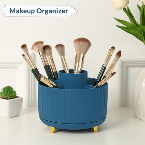 Image of SKYDUE 360 Degree Rotating Desk Organizer, Dual-Purpose Pencil Pen Holder, Rotating Desk Pen Organizer with 5 Slots, Pencil Cup for Office, School, Home