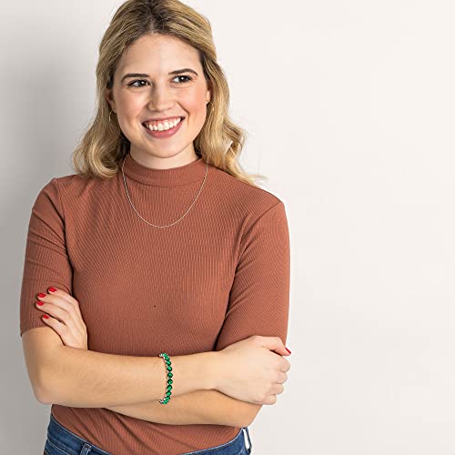 Kezef Cubic Zirconia Tennis Bracelet Eternity Round Cut 7Mm Simulated Emerald Green 7 Inch For Women #TOP2