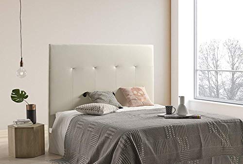 Home Heavenly - Cabecero tapizado Angel para Cama matrimonial de 160 (160 X 140 cm) en capitoné de Polipiel Estructura de Madera, máxima Elegancia (Crema)