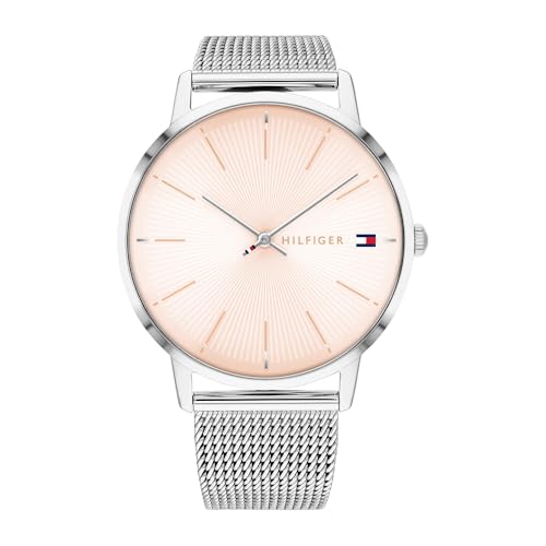 Tommy Hilfiger Reloj Analógico de Cuarzo para Mujer con Correa de Malla de Acero Inoxidable Plateada - 1782244