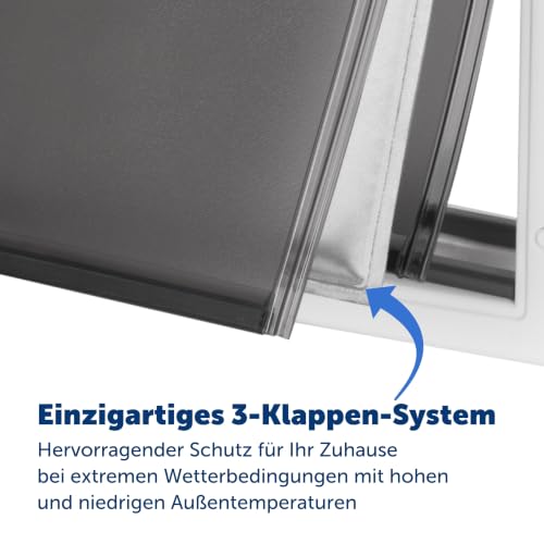 PetSafe Haustiertür für Extreme Wetterbedingungen - Mit DREI Klappen, Energieeffizient, Anpassbarer Rahmen - Wetterbeständig, Isolierung gegen Hitze und Kälte - Klein
