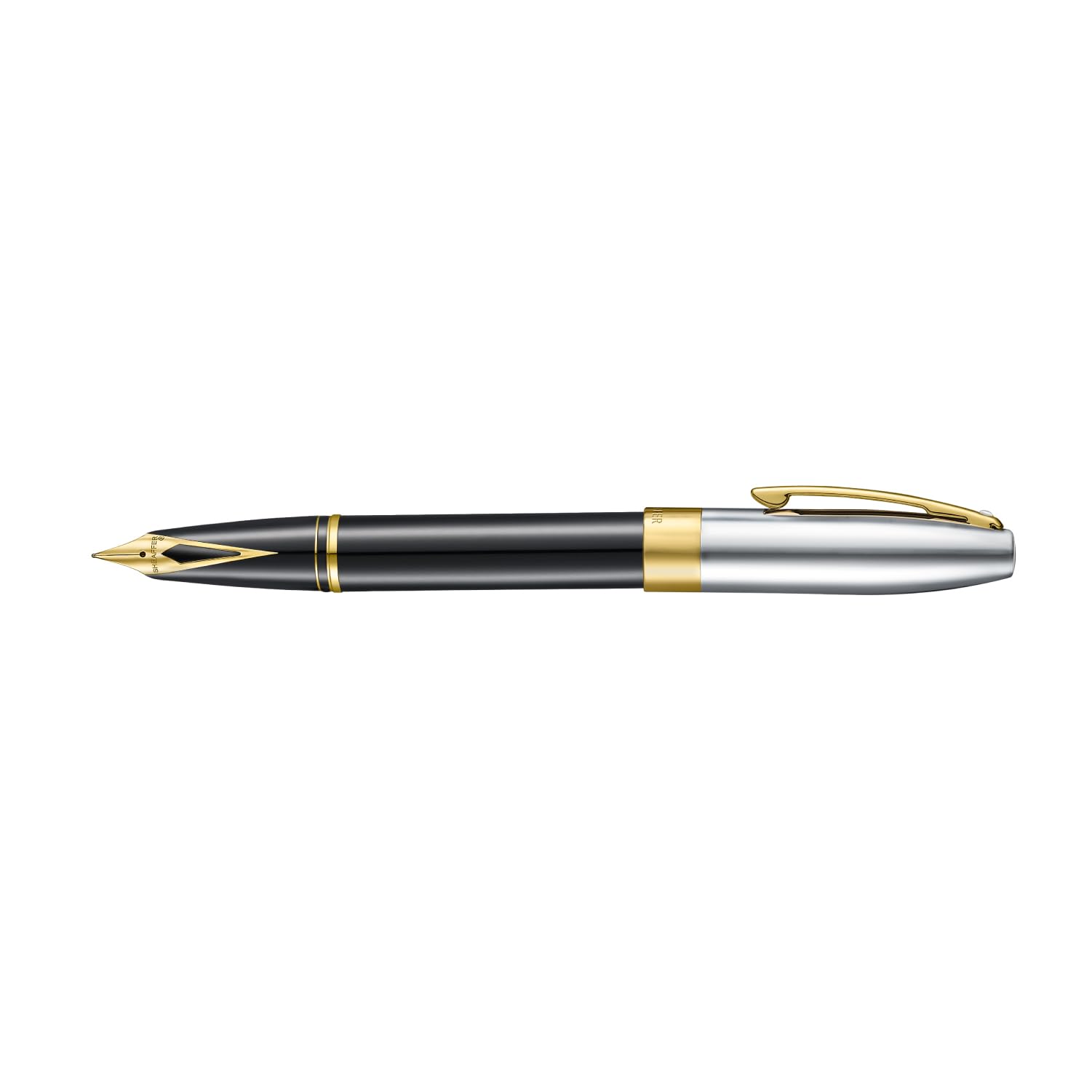 Sheaffer Legacy 9065 Füllfederhalter, zweifarbiger schwarzer Smoking-Medaillengewinner, 14 Karat PVD-Gold, mittlere eingelegte Feder, mit Ledertasche und luxuriöser Geschenkbox