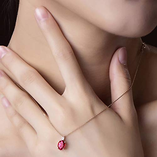 Collar Oro Rosa 18K Turmalina Roja y Diamantes Mujer Collar Oro Rosa 18K Turmalina Roja y Diamantes Mujer