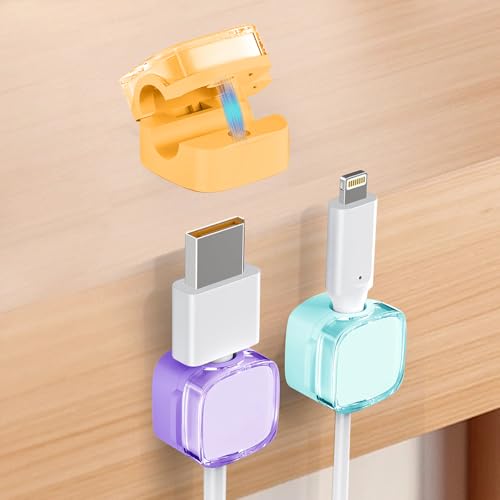 Yosanda 新型マグネット式ケーブルホルダー・ケーブルクリップ【強力磁力・高機能】配線まとめ コード整理、ケーブル 収納、落下防止。ケーブル クリップ機能付き、多用途粘着、工具不用、貼り付け簡単。デスク・壁・車内対応。USB-C/充電ケーブル等多種対応