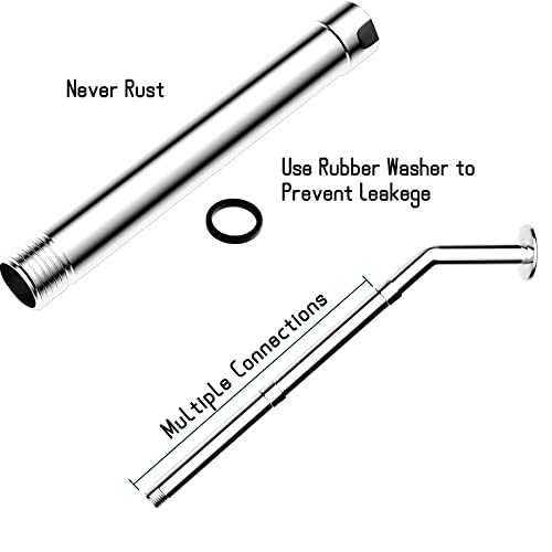 Ifealclear Shower Arm Extension, Solid Brass Shower Head Extension Arm Water Outlet Lowers Existing Shower Head, Easy To Install & Durable Shower Pipe Extension For Bathroom, 6 Inch Chrome Finish 1Pc #TOP7