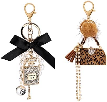 Allnice Cute Keychain 2 Pack Women Keychain Cute Keyrings for Women Girls Car Key Ring Crafts Bags (Black)