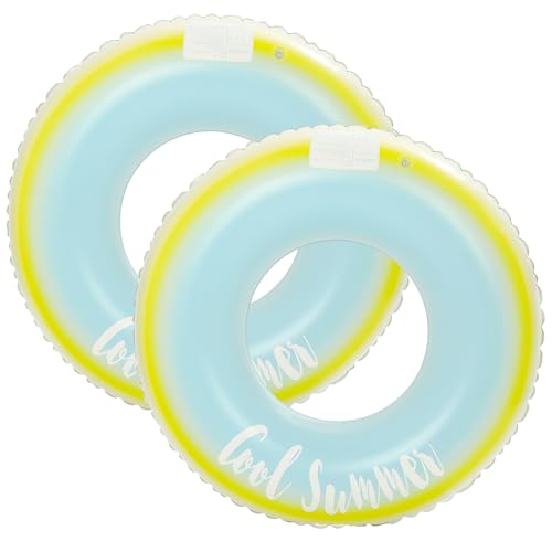 2Pcs Inflatable Pool Floats, Pool Tube Rings, Swim Tubes, Pool Floaties, Beach Swimming Party Floats for Adults Swim Ring Fun Print Pool Lounger Tube for Summer (Blue Cool, 30inch)