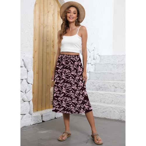Image of Witsmile Flowy Skirt Elastic High Waist A-Line Skirt with Pockets Bohemia Cover-up for Women 2026 Trendy(S-2XL)