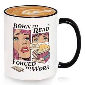SteadStyle Funny Book Lover Gift for Women Mug, Born to Read Forced to Work